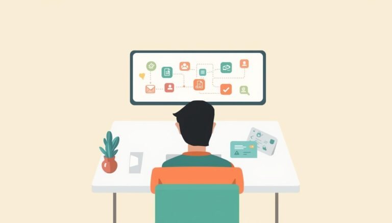 Visual workflow connecting apps like email, spreadsheet, and CRM — Make.com automation for small businesses — FounderAutomation.com